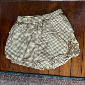 Everlane Yellow and White Womens Boxer style linen shorts